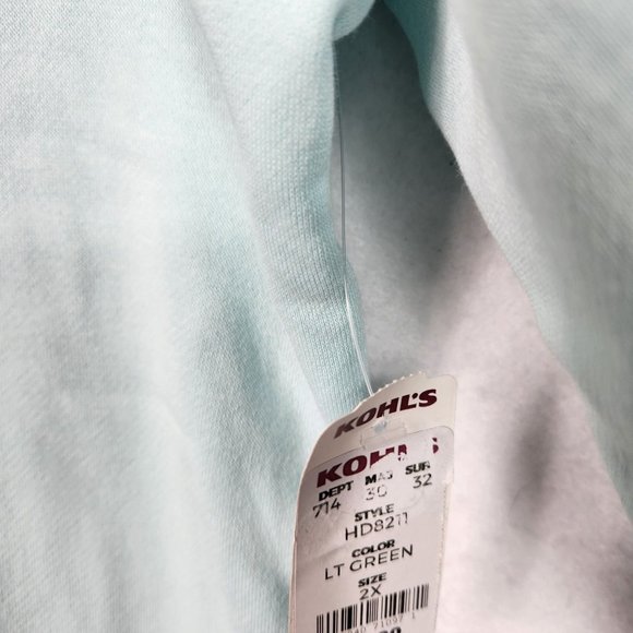 Adidas Womens Fleece‎ Hoodie Plus Size 2X Mint Green Polka Dot Graphic Logo  NWT - Picture 11 of 11